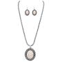 Rosemarie & Jubalee Womens Western Style Silver Tone Concho Medallion with Natural Howlite Necklace Earrings Set, 26''-29'' with 3'' Extension