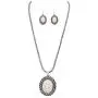 Rosemarie & Jubalee Womens Western Style Silver Tone Concho Medallion with Natural Howlite Necklace Earrings Set, 26''-29'' with 3'' Extension