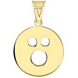 Solid 14k Yellow Gold Round Open Mouth Face Disc Charm Pendant