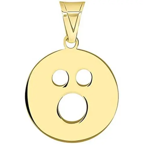 Solid 14k Yellow Gold Round Open Mouth Face Disc Charm Pendant Solid 14k Yellow Gold Round Open Mouth Face Disc Charm Pendant