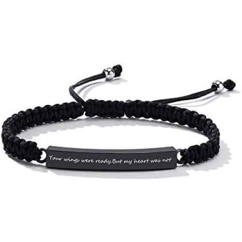 PJ Jewelry Personalized Customized Woven Cord Cremation Cube Urn Adjustable Bracelet Memorial Ashes Holder Keepsake