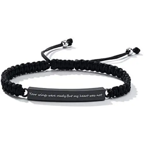 PJ Jewelry Personalized Customized Woven Cord Cremation Cube Urn Adjustable Bracelet Memorial Ashes Holder Keepsake