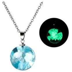 Blue Sky White Clouds Luminous Resin Transparent Ball Pendant Necklace Creative Funny Jewelry for Women Men Gift