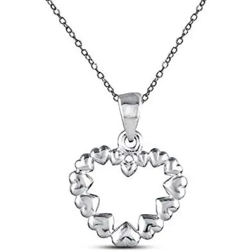 Charmsy Sterling Silver Jewelry Heart Link Pendant with Chain for Teens Girl Charmsy Sterling Silver Jewelry Heart Link Pendant with Chain for Teens Girl
