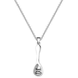 CENWA Spoonie Gift Save Your Spoons Necklace Mental Health Awareness Jewelry Chronic Illness Gift Spoonie Fibromialgia Charm Gift