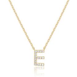 PAVOI 14K Yellow Gold Plated Cubic Zirconia Initial Necklace | Letter Necklaces for Women
