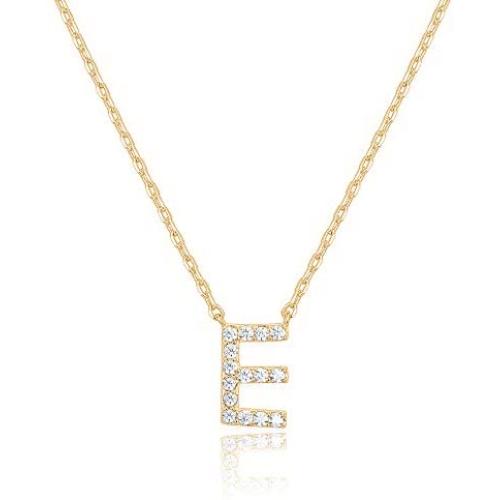 PAVOI 14K Yellow Gold Plated Cubic Zirconia Initial Necklace | Letter Necklaces for Women