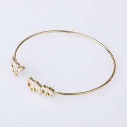 MANZHEN Mom and Baby Elephant Cuff Bangle Animal Family Charm Bracelet