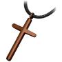 555Jewelry Stainless Steel Cross with Waterproof Adjustable Black Leather Rope