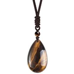 OCARLY Natural Gemstone Drop Pendant Necklace Healing Stone Crystal Chakra Protection Rock Cord Jewelry