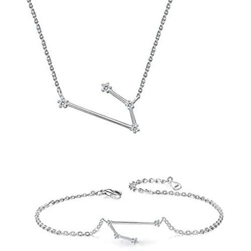 Women 925 Zodiac Jewelry for Women Horoscope Necklace Bridesmaid Necklace and Horoscope Bracelets for Teen Girls Set Jewelry (Gemini Necklaces and Bracelets)