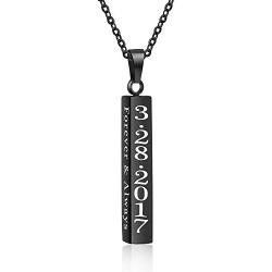 Love Jewelry Personalized Couple Stainless Steel Necklace Engraved Initial Name Vertical Bar Necklace Birthday Gift