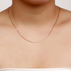 18K Solid Gold 0.5mm Diamond- Cut Italian Box Chain Necklace- Made in Italy- Yellow White or Rose