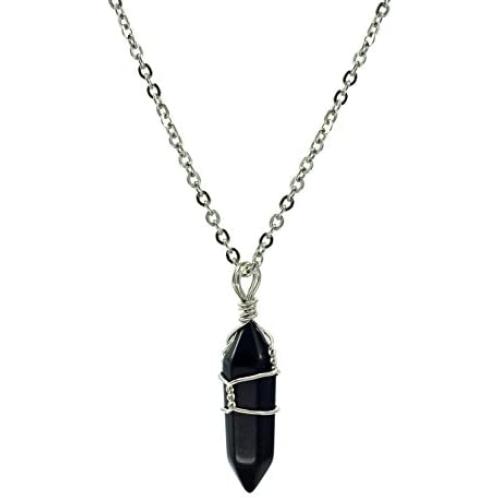 Paialco Jewelry Hand Wired Natural Crystal Healing Point Chakra Pendant Necklace 18''