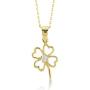 Gelin 14k Real Gold Cubic Zirconia Good Luck Four Leaf Heart Simple Clover Chain Necklace - Women Certified Mothers Day Fine Jewelry Gift, 18 inch