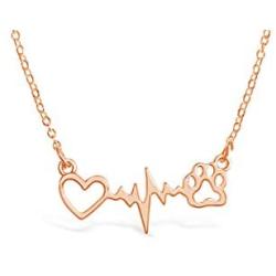 Rosa Vila Dog Paw Heartbeat Necklace, Dog Necklace, Veterinarian Gifts For Women, Dog Jewelry, Dog Owner Gifts, Dog Paw Necklace, Dog Gifts For Women, Dog Lover Necklaces, Vet Tech Jewelry