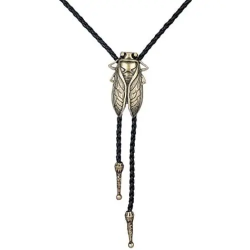 COOLLA Bolo tie- Handmade Western Cowboy Black Vintage Cicada Pendant for Women,Men