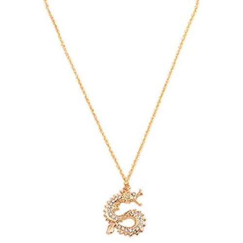 Chinese Dragon Necklace Pendant Dainty Rhinestone Dragon Necklace for Women Girls Halloween Domineering Neck Jewelry Gift