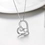 AOBOCO Engraved''I love you'' Sterling Silver Heart Pendant Necklace Embellished with Crystals from Austria, Fine Anniversary Birthday Christmas Jewelry Gifts for Women