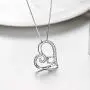 AOBOCO Engraved''I love you'' Sterling Silver Heart Pendant Necklace Embellished with Crystals from Austria, Fine Anniversary Birthday Christmas Jewelry Gifts for Women