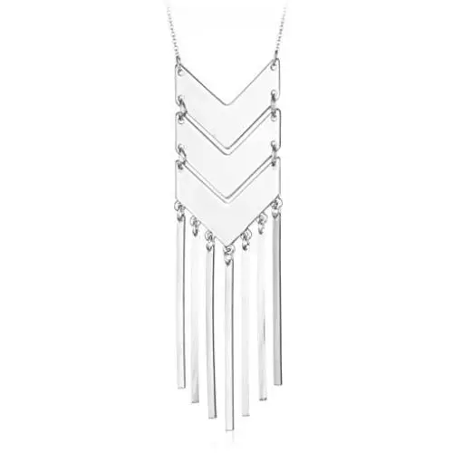 HUIMEI Chevron Three V Shaped Long Chain Pendant Necklace with Tassel HUIMEI Chevron Three V Shaped Long Chain Pendant Necklace with Tassel