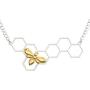 Bee Honeycomb Necklace – Bumblebee Pendent Charm in Gold & Silver – Don’t Worry Bee Happy Message Card