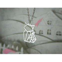 La Menagerie Cat Silver Origami Jewelry - Silver Geometric Chain Necklace – 925 Sterling Plated Silver Necklace for Women & Girls – Stylish Cat Pendant Necklace