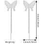 YUNXI pearl Rhinestone Long Metal Tassels Butterfly Earrings 3D Hollow shiny Crystal Zircon Butterflies Drop Dangle Earring for Women Girls