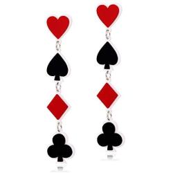 DAMLENG Unique Funny Playing Cards Pattern Dangle Drop Earring Fashion Party Charms Acrylic Spades Hearts Plum Poker Earrings for Women Girls Statement Jewelry Gift
