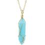 BOUTIQUELOVIN Hexagonal Natural Quartz Stone Pendant Healing Crystal Full Wire Wrap Gemstone Necklace for Women