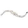 Mariell Genuine Freshwater Pearl and CZ Bridal Statement Bracelet - Silver Rhodium Plated