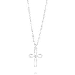 Molly B London Girls Sterling Silver Holy Communion Cherish 1pt Diamond Cross Necklace - Perfect Childrens Jewelry Arrives with Luxury Gift Box