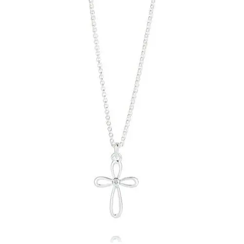 Molly B London Girls Sterling Silver Holy Communion Cherish 1pt Diamond Cross Necklace - Perfect Childrens Jewelry Arrives with Luxury Gift Box
