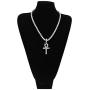MCSAYS Hip Hop Jewelry Iced Out Bling Full Crystal Cross Pendant Golden Cuban Chain Religious Christian Necklace Fashion Accessories for Men/Women Gifts