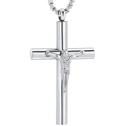 zeqingjw Stainless Steel Cross Cremation Jewelry for Mens Crucifix Prayer Urn Pendant Necklace for Ashes Jesus Cross Keepsake Memorial Ash Jewelry zeqingjw Stainless Steel Cross Cremation Jewelry for Mens Crucifix Prayer Urn Pendant Necklace for Ashes Jesus Cross Keepsake Memorial Ash Jewelry