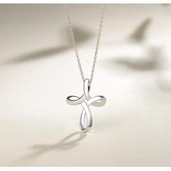 FANCIME White Gold Plated 925 Sterling Silver Open Loop Celtic Knot Cross Crucifix Infinity Pendant Necklace For Women Girls, 16'' + 2'' Extender