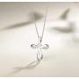 FANCIME White Gold Plated 925 Sterling Silver Open Loop Celtic Knot Cross Crucifix Infinity Pendant Necklace For Women Girls, 16'' + 2'' Extender