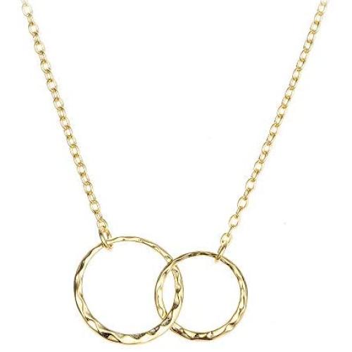 Personalized 2 Names Necklace for Girlfriend with 2 Heart Simulated Birthstone Couple Love Pendant Necklace for Women