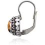 Sterling Silver Simulated Tigers Eye Thick Oxidized Bali Bead Leverback Drop Earrings