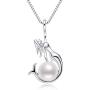 Pearl Necklace Mermaid Deer Elk Horn Antler Star Shaped Freshwater Cultured White Pearl Pendant with Silver Chain Jewelry Gifts for Women Girls