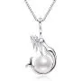Pearl Necklace Mermaid Deer Elk Horn Antler Star Shaped Freshwater Cultured White Pearl Pendant with Silver Chain Jewelry Gifts for Women Girls