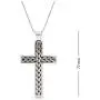 LeCalla Sterling Silver Jewelry Light-Weight Cross Religious Pendant with Cable Chain for Men LeCalla Sterling Silver Jewelry Light-Weight Cross Religious Pendant with Cable Chain for Men