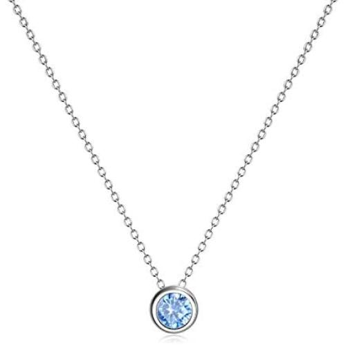 925 Sterling Silver Solitaire Cubic Zirconia Necklace for Women Teen Girls