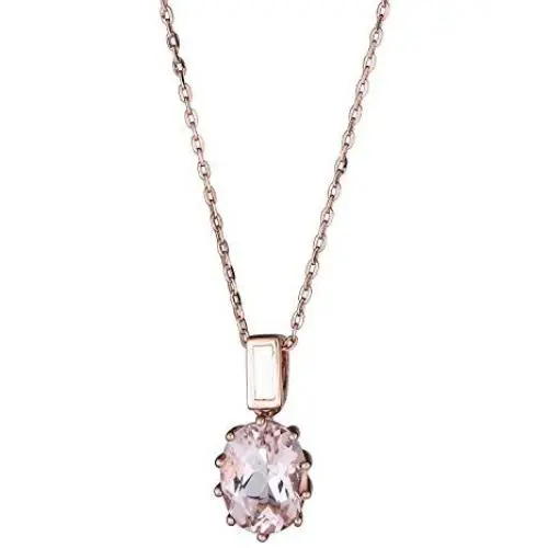 Gin & Grace 10K Rose Gold Natural Diamond (I1,I2) & Genuine Morganite Pendant Necklace for Women