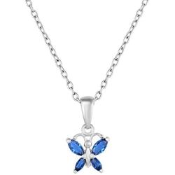 Tilo Jewelry Butterfly Pendant in Sterling Silver with Simulated CZ Birthstone for Girls with 18'' Chain