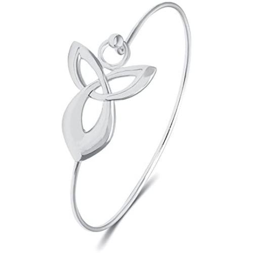 MANZHEN Supernatural Protection Angel Wing Love Bangle Celtic Knot Bangle Bracelet Cuff for Women