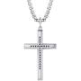 FANCIME Yellow/White Gold Plated 925 Solid Sterling Silver Polished Big Beveled Edge Mens Crucifix Cross Pendant Long Necklace Fine Jewelry For Men Boys, Strong Stainless Steel Box Chain Length 22''