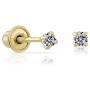 10k Yellow Gold Solitaire Round Cubic Zirconia Stud Earrings in Secure Screw-backs