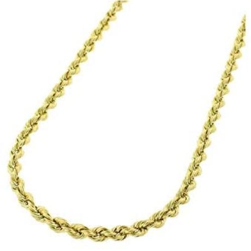 14K Gold 2.5MM 3MM 4MM Diamond Cut Rope Chain Necklace for Men and Women- Braided Twist Gold Chain Necklace, 14K Gold Necklace, 14K Rope Chain, 14K Gold Chain