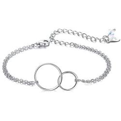EVER FAITH 925 Sterling Silver Jewelry Gift Two Interlocking Infinity Double Circles Friendship Sister Mother Daughter Bracelet